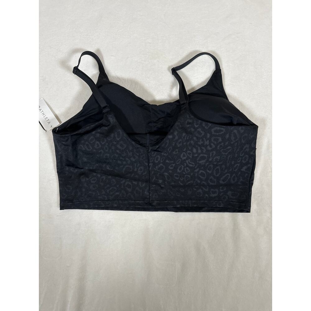 Athleta Black Leopard Print Sports Bra Top Women’s Large Strappy Activewear NWT - Picture 5 of 7
